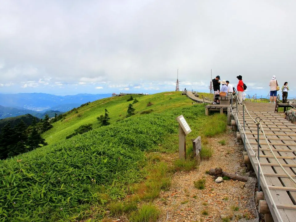 笹原の山頂、整備された木道