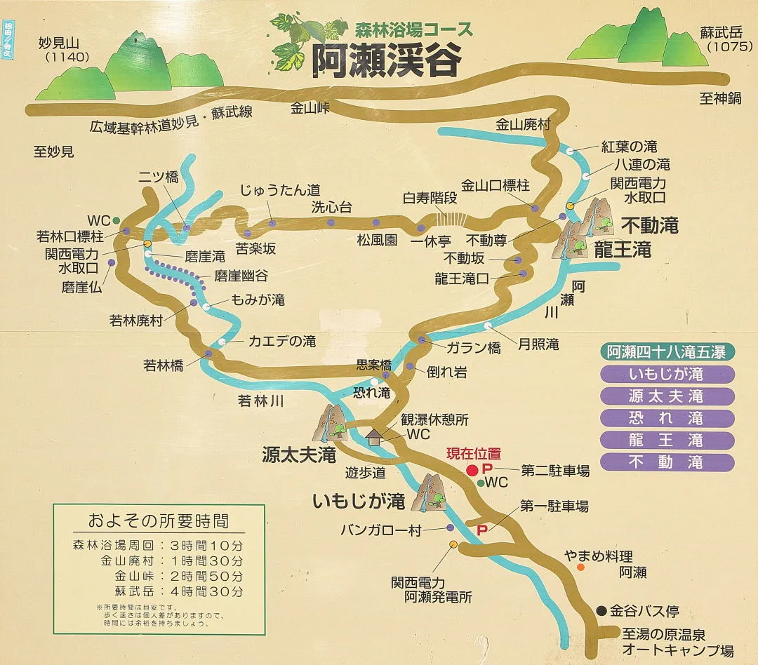 阿瀬渓谷コース案内図