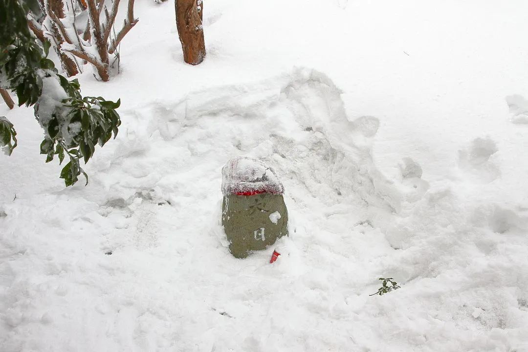 大日如来も雪の中