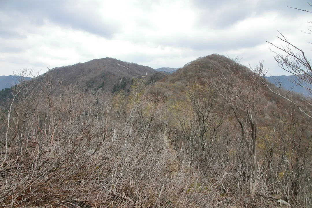 釈迦岳（左）への稜線