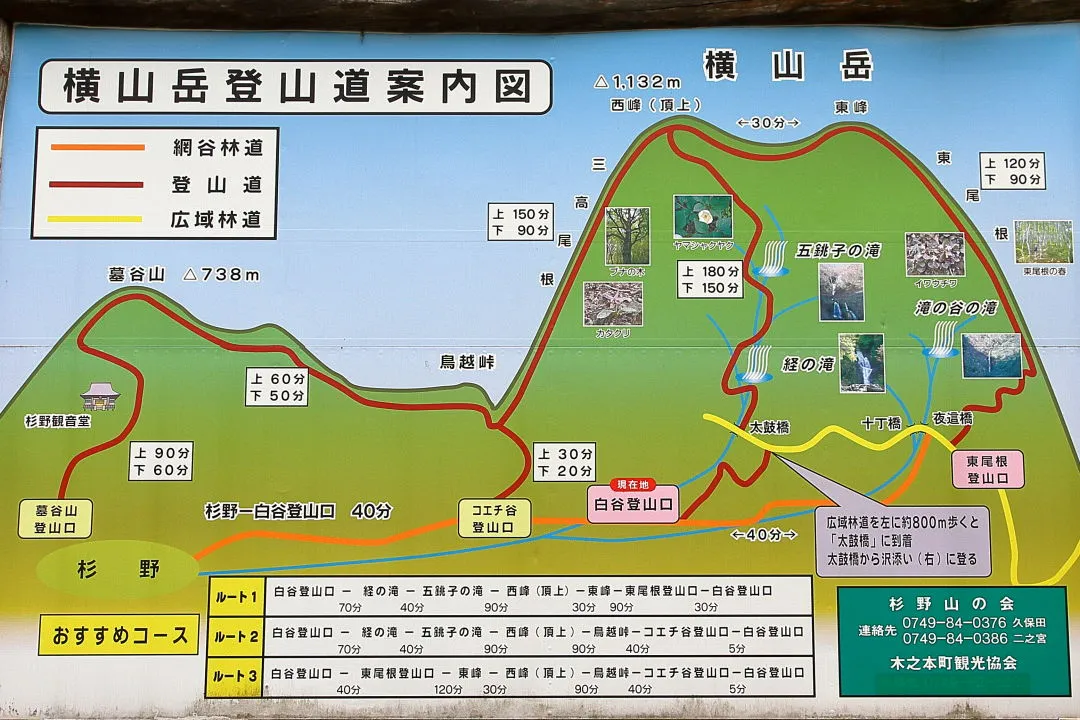 横山岳登山道案内図