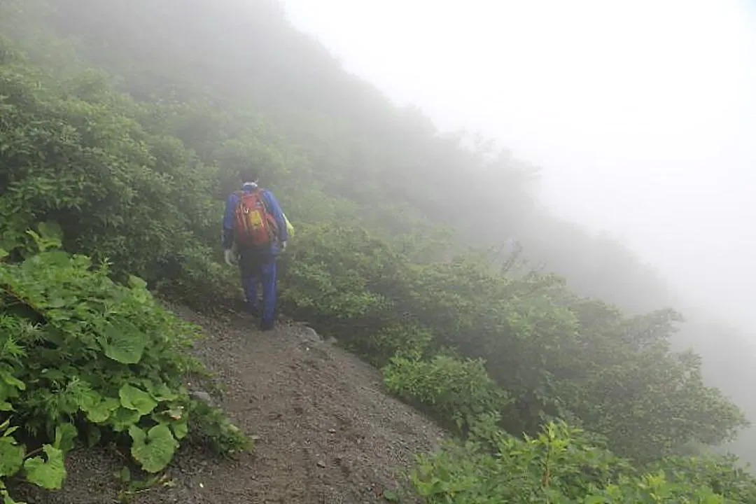 下山する登山者