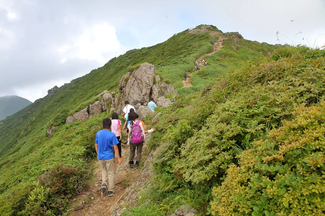 軽装の登山者