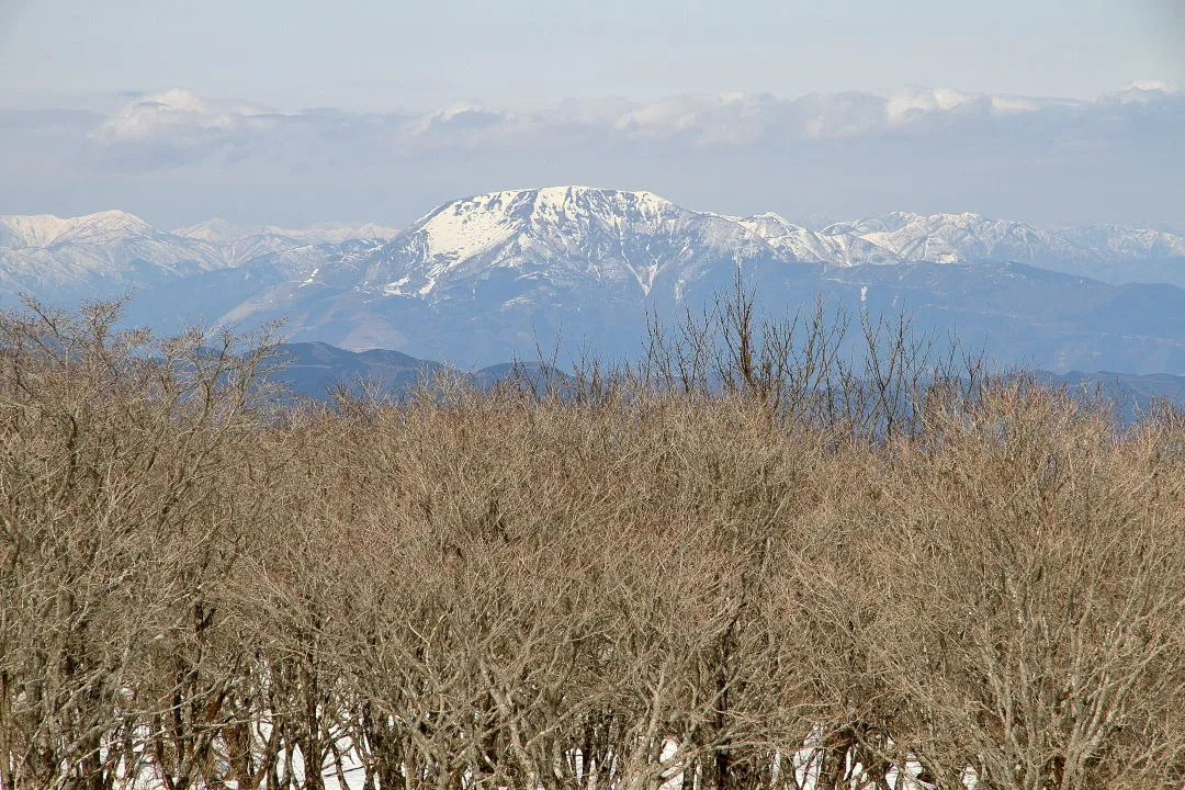 雪の残る伊吹山