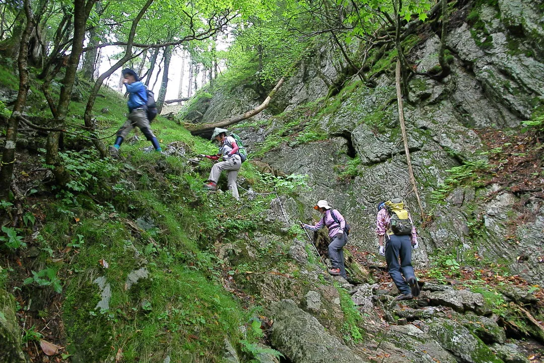 岩場の登山道