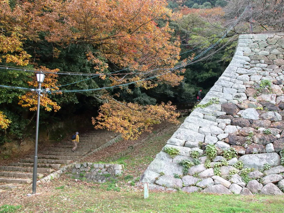 鳥取城山下ノ丸　二ノ丸石垣と石段