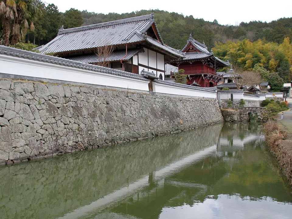 黒井城趾　興禅寺　七間堀と高石垣