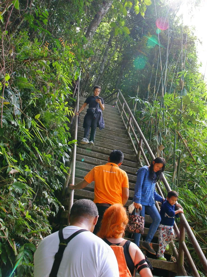 ヘオナロック滝の展望所へ下る急な階段