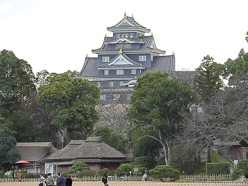 「廉池軒」越しの岡山城