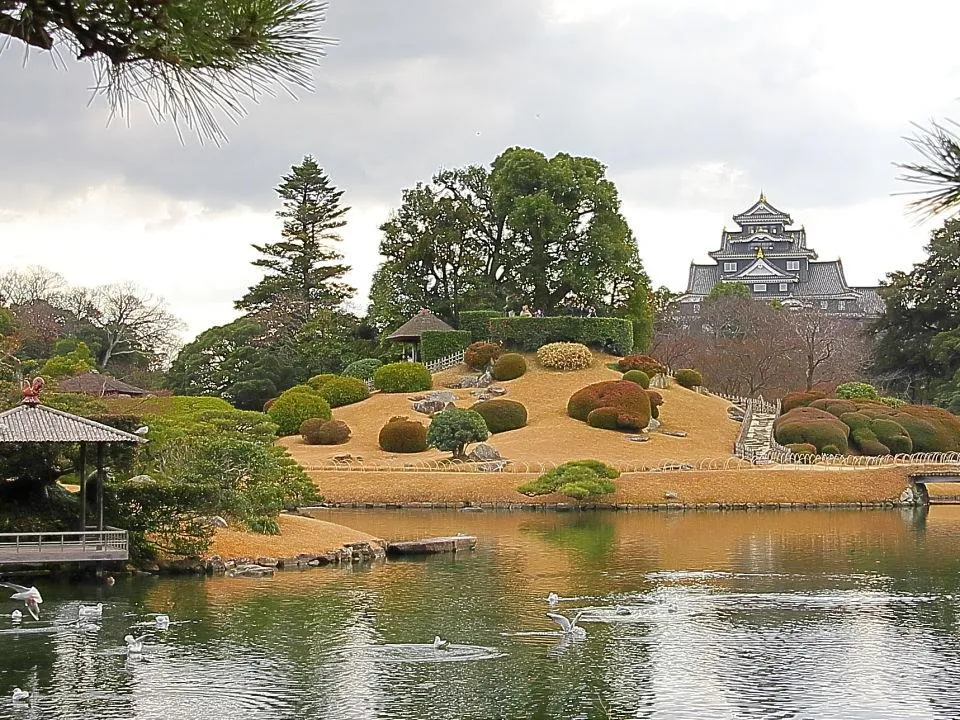 唯心山越しの岡山城